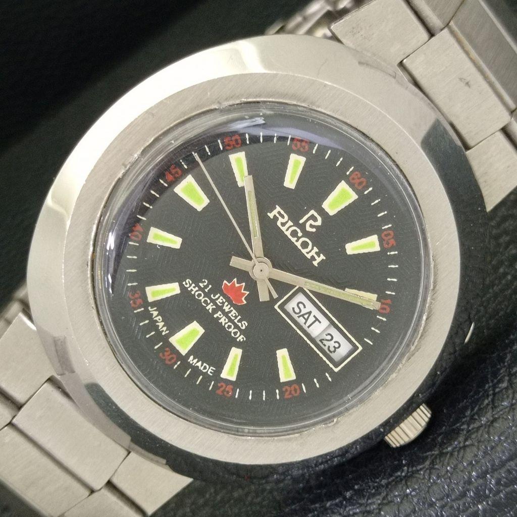 

ПОДЛИННЫЕ ВИНТАЖНЫЕ АВТОМАТИЧЕСКИЕ ЧАСЫ RICOH R31 ЯПОНИЯ МУЖСКИЕ ЧАСЫ С ЧЕРНЫМ ЦИФЕРБЛАТОМ a500643-5 R153-a500643