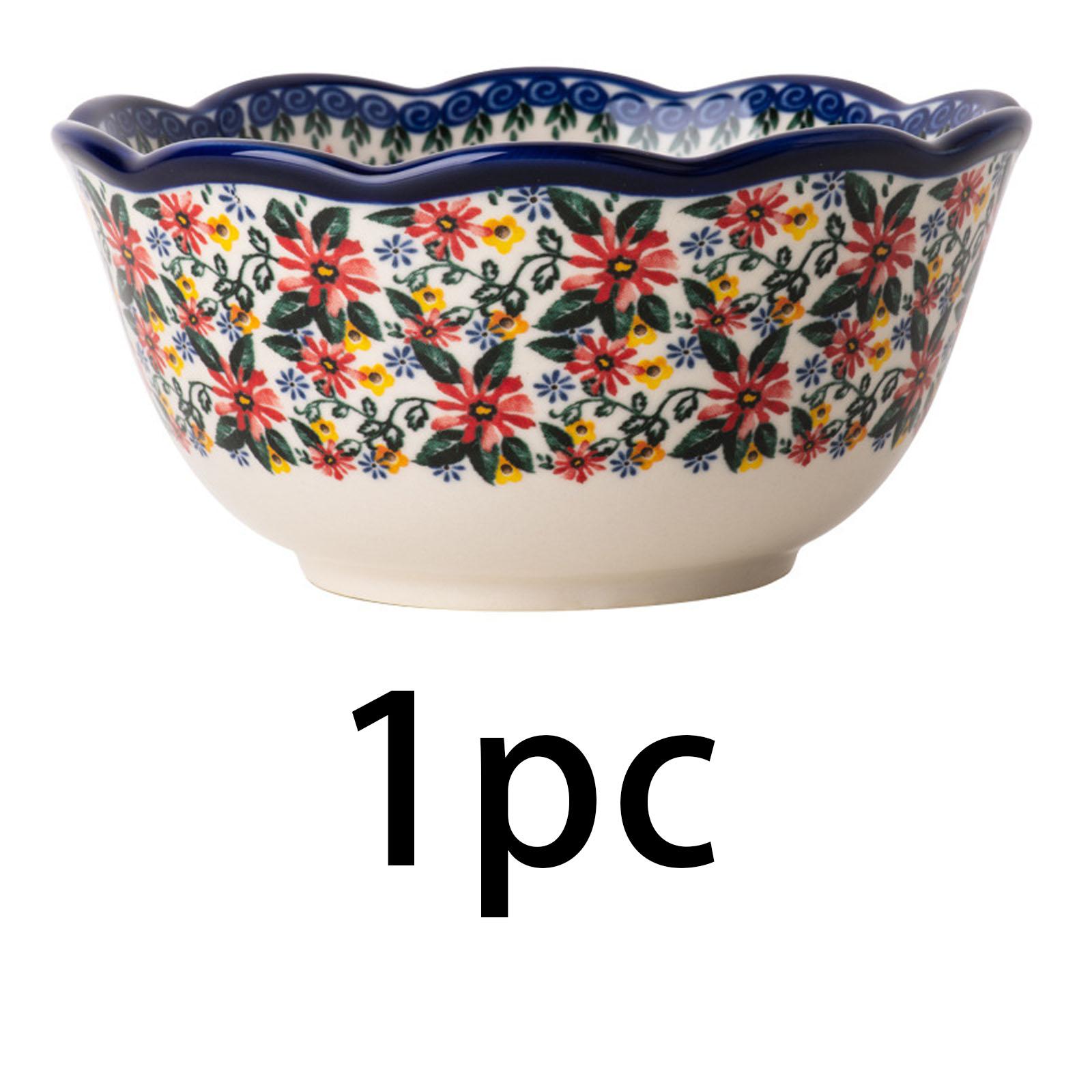 

1pc/2/4/6/8pcs,Retro-style daisy ceramic bowl, 5 inches in diameter, suitable for holding cereal, soup, snacks and salads. 5 inch