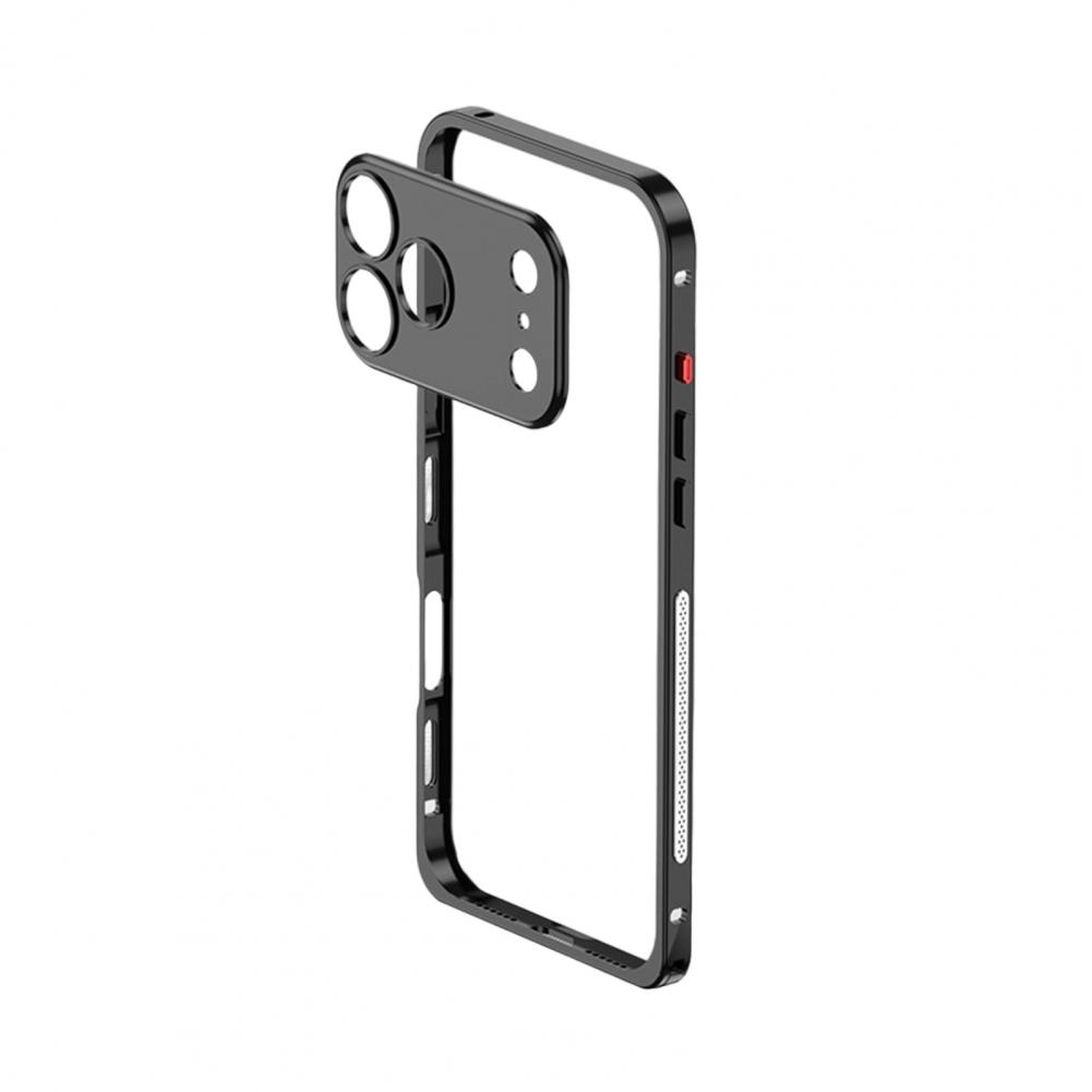 

Металлический чехол для телефона для IPhone 17/17 Pro/17 Max/17 Air/12/13/14/15/16 Pro Max Съемная крышка объектива Чехол для телефона с теплоотводом и скрытым отверстием для ремешка iPhone 12 Pro чёрный