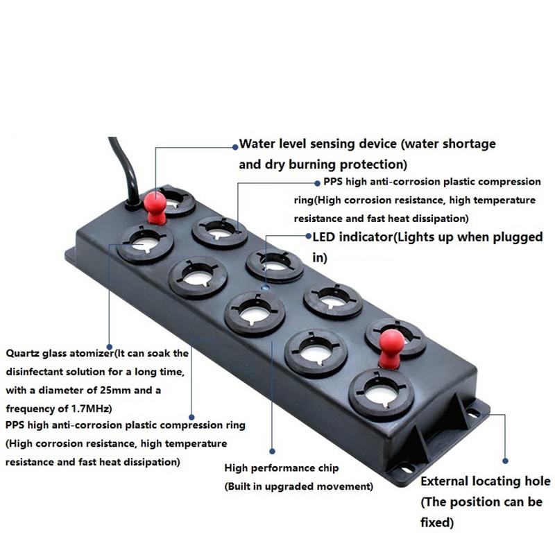 DC48V Ultrasonic Anti-corrosion Atomizer Industrial Atomizing Disinfection Humidifier Bus Car Air Shop Disinfection