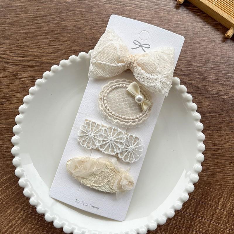 Cute Lace Flower Bow Hairpins Set Children Girls Kids Hair Clips Pins Barrettes Accessories Hairclip Headwear Headdress Ornament