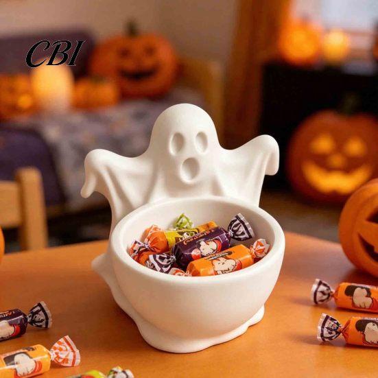 Modern Minimalist Desk Ornament 3D Printed Ghost Candy Bowl for Halloween Party Decorations, Multi-functional Desktop Storage Functional Autumn