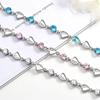925 Silver Heart Shaped Bracelet For Women Retro Versatile Pink Crystal Charm Bracelets Party Jewelry