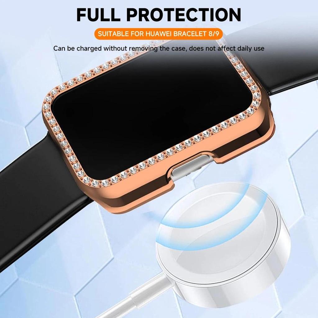 Diamond Case for HUAWEI Band 10 9 8 Accessories All-Around Hard Hollow PC Bumper Frame shell Cover for huawei band10 band9 band8