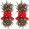60cm Inverted Christmas Tree Teardrop with Lights and PE Mixed Hanging Branches