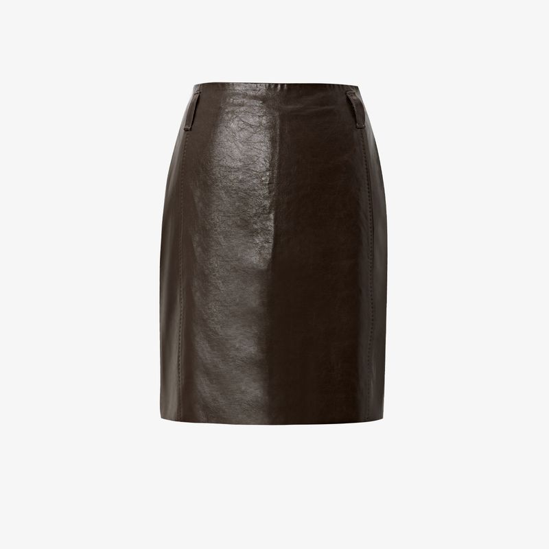 

Blacknini Yin Huafu/Strong Push Pencil Skirt with Waist Good Style Microfiber Protein Leather Bag Hip Skirt