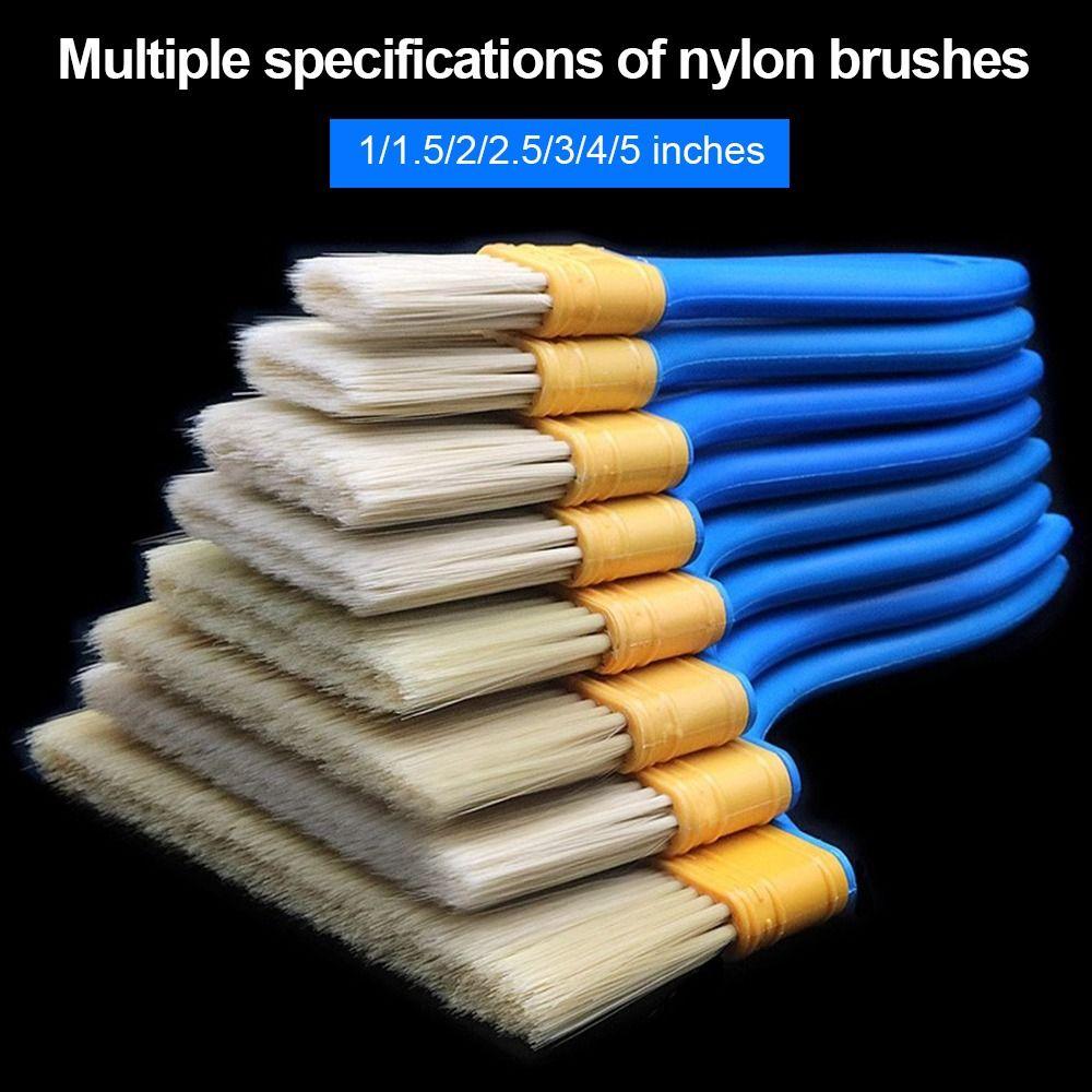 5pcs/set Nylon Bristle Paint Brushes Smooth Application All-Purpose Wall Painting Tools Plastic Handle Latex Brush Wall Painting
