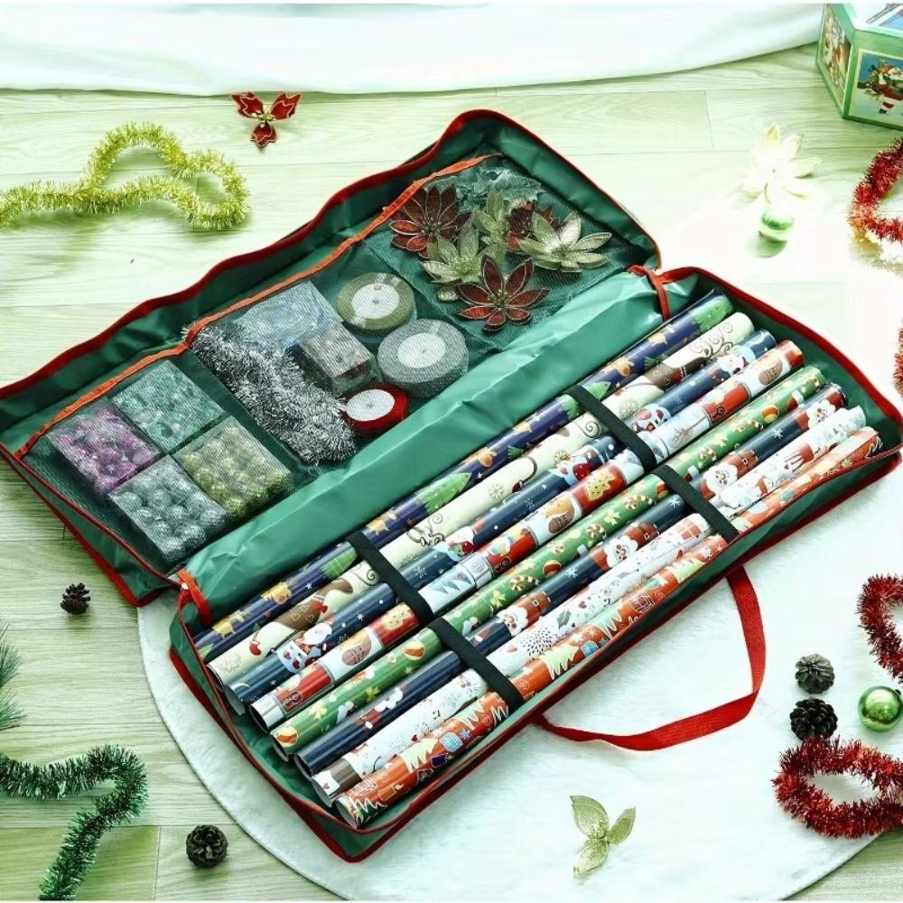 Large Capacity Christmas Wrapping Paper Storage Bag Dustproof Washable Christmas Decoration Storage Bag Multipurpose