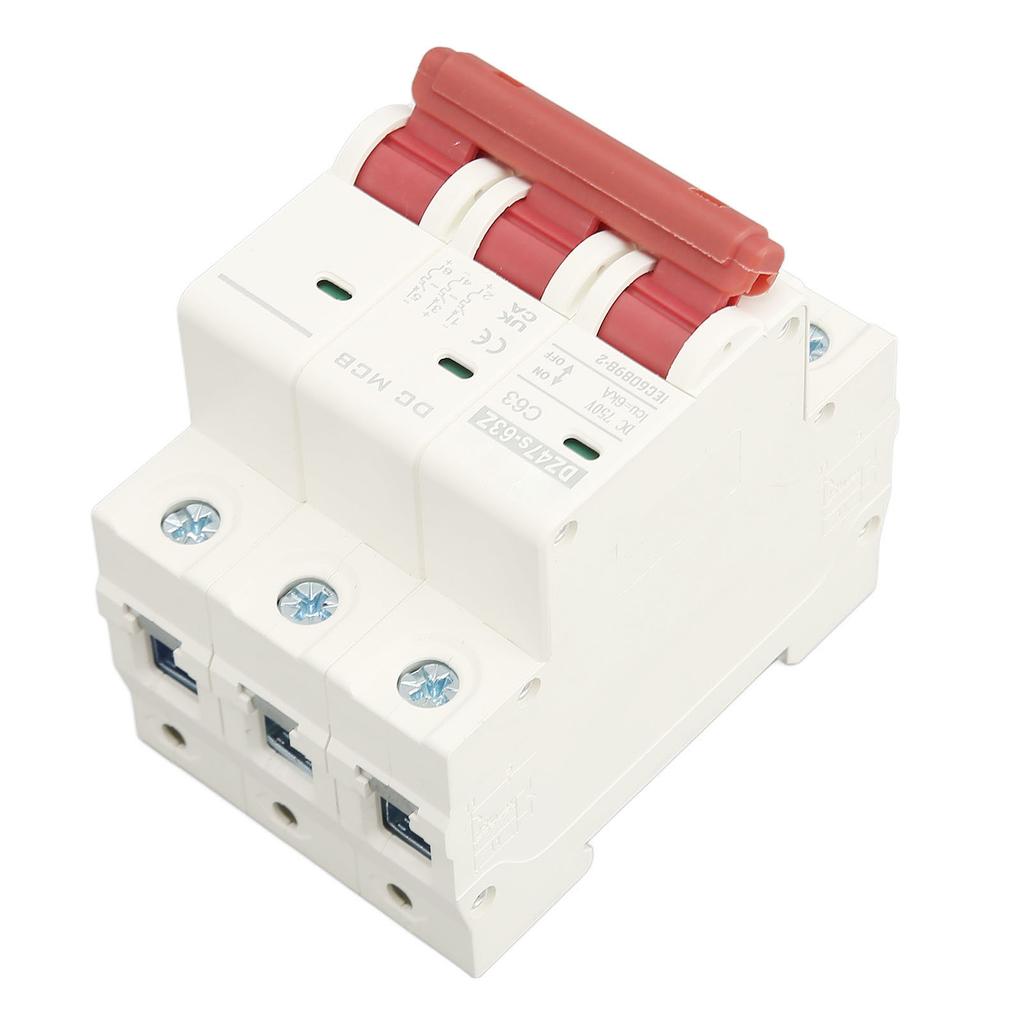 3P Miniature Circuit Breaker DIN Rail Mounted Short Circuit Protection Switch DC 750V 63A 6000A