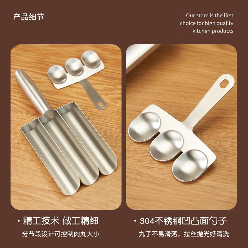 304 Stainless Steel Meatball Maker Tool, Home Use Fish Ball Shrimp Paste Mold for Rice Balls & Meat Filling