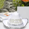 Rhinestones Bride Cowboy Cowgirl Hat with Veil Bachelorette Wedding Party Props