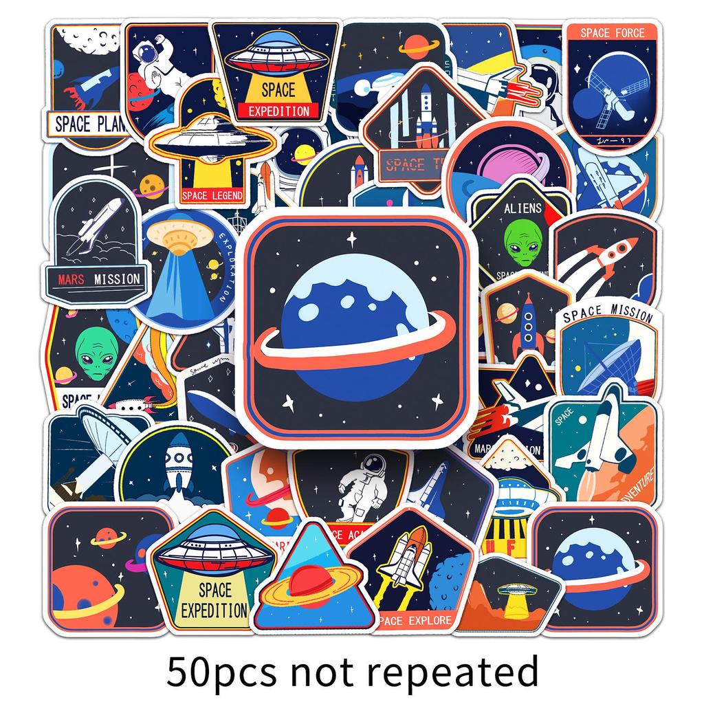50 Original Astronaut Space Graffiti Stickers: DIY Journal & Book Stickers