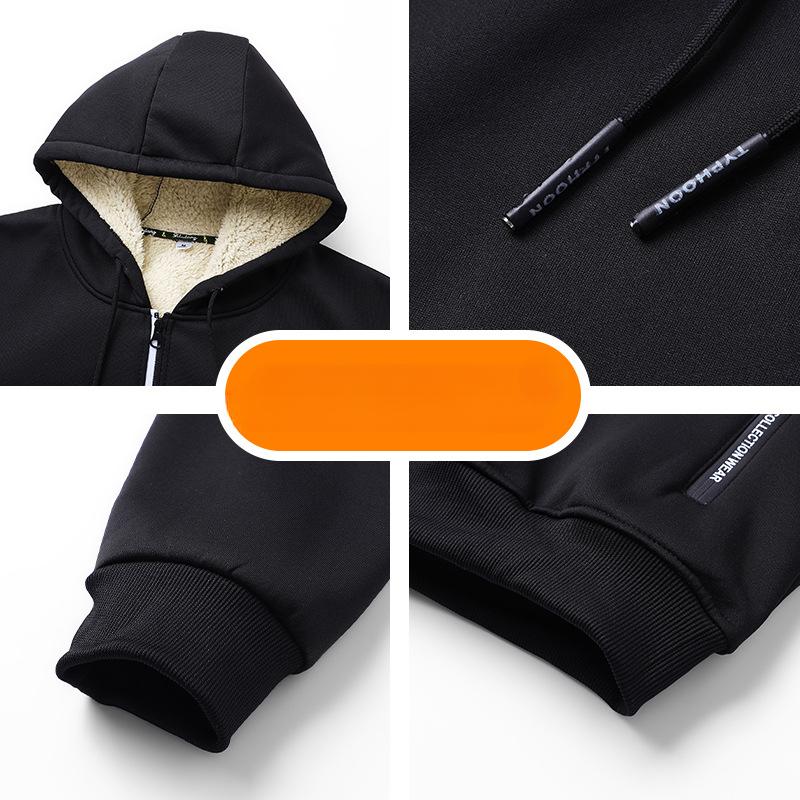 Autumn and Winter New Coat Lamb Wool Thickened Coat Cardigan Hooded European Size Lamb Wool Casual Sweater