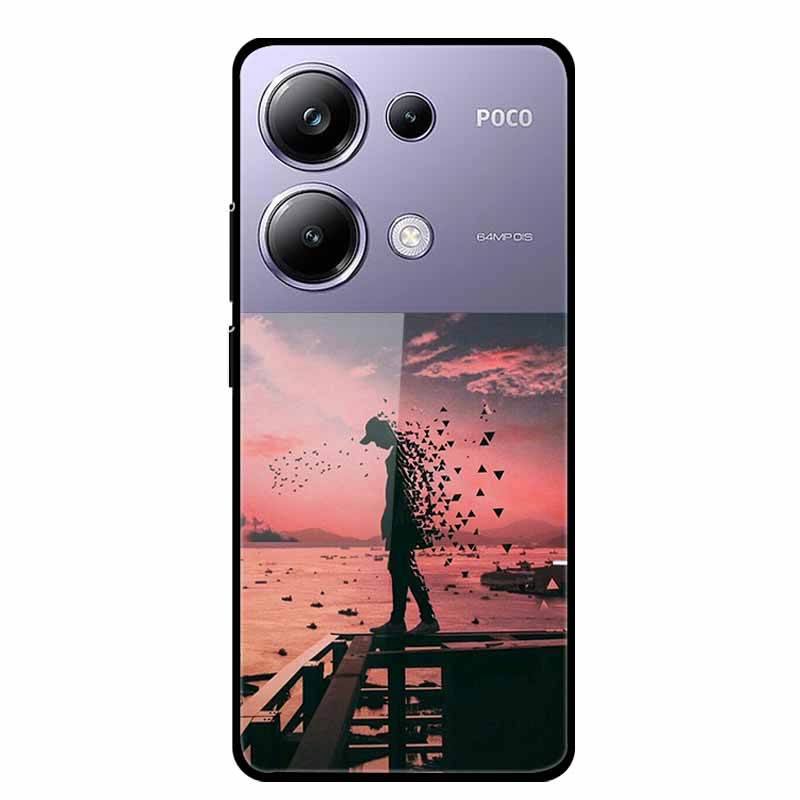 Painting Cover For Poco M6 Pro GlassTempered Glass Case Hard Back Shield for Xiaomi Poco M 6 Pro 6.67" Colourful Phone Fundas