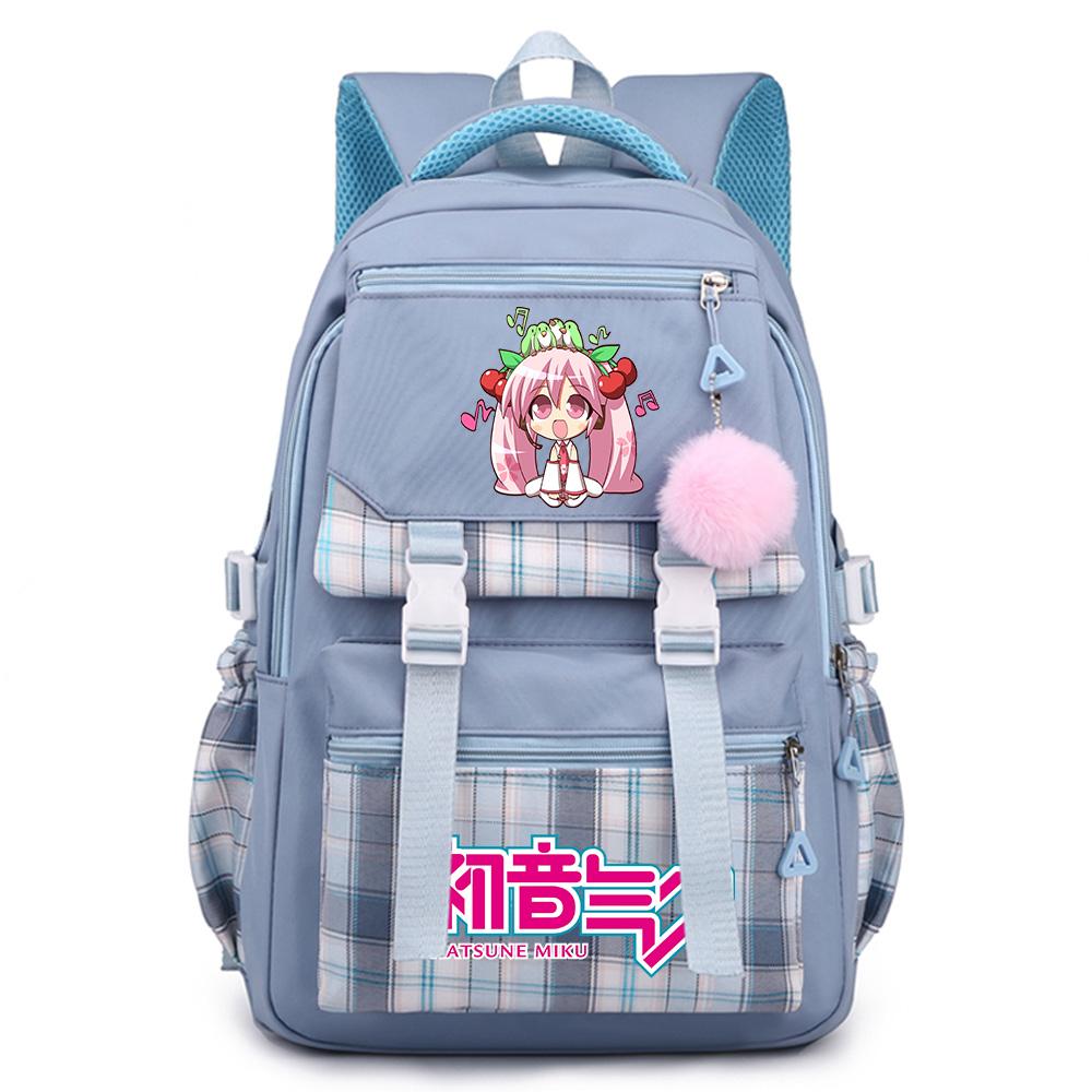 Cartoon Anime Hatsune Miku Printed Large Capacity Backpack for Teenger Student Bookbag Girl Boy Schoolbag Bookbag Women Waterproof Travel Bag