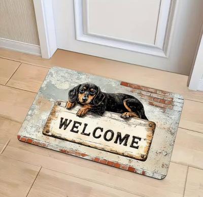 1pc Black Sausage Dog Welcome Door Mat Suitable for Throughput Areas At Home Entrances Machine Washable Rectangular Welcome Mat