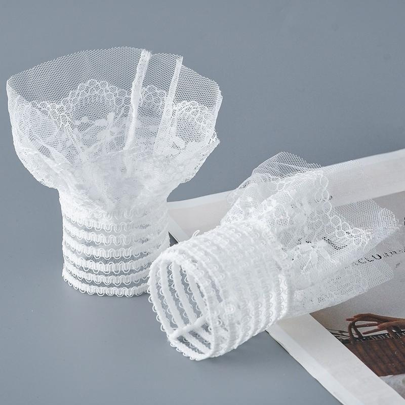 

Simple Wrist Cuffs Wristband Elegant Shirt False Cuffs for Sweater Lace Detachable Sleeved Horn Cuffs Embroidery Accessories One Size