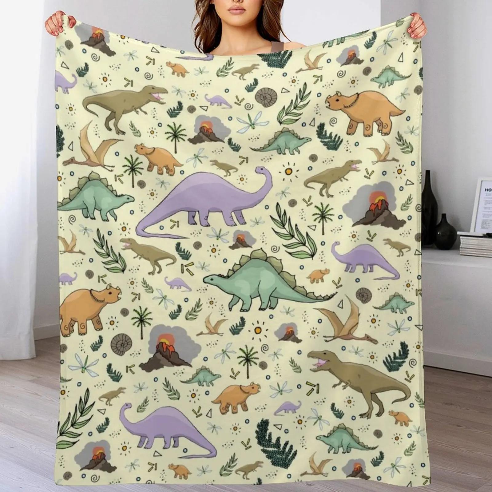 Dinosaurs Throw Blanket All Season Lightweight Soft Blanket for Bed 102x76cm(40x30in)