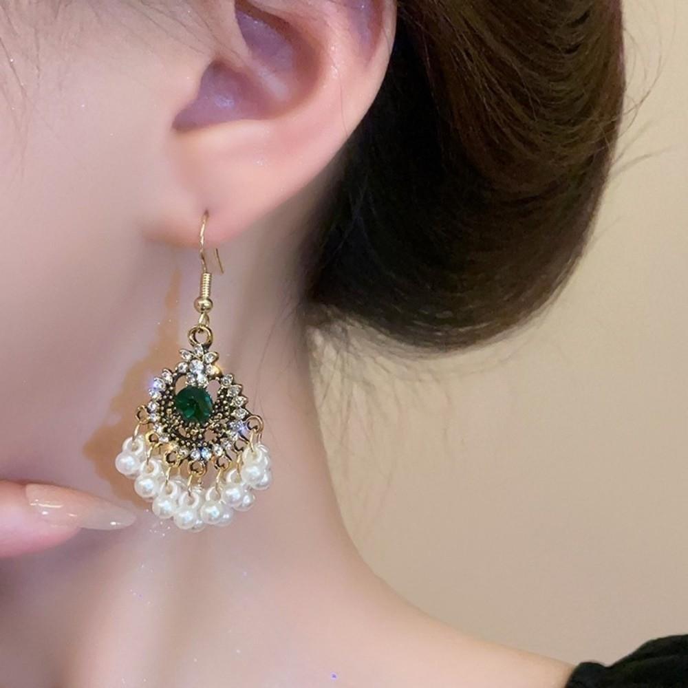 Beaded Ethnic Style Earrings Hook Piercing Exaggerated Tassel Earrings Hipster