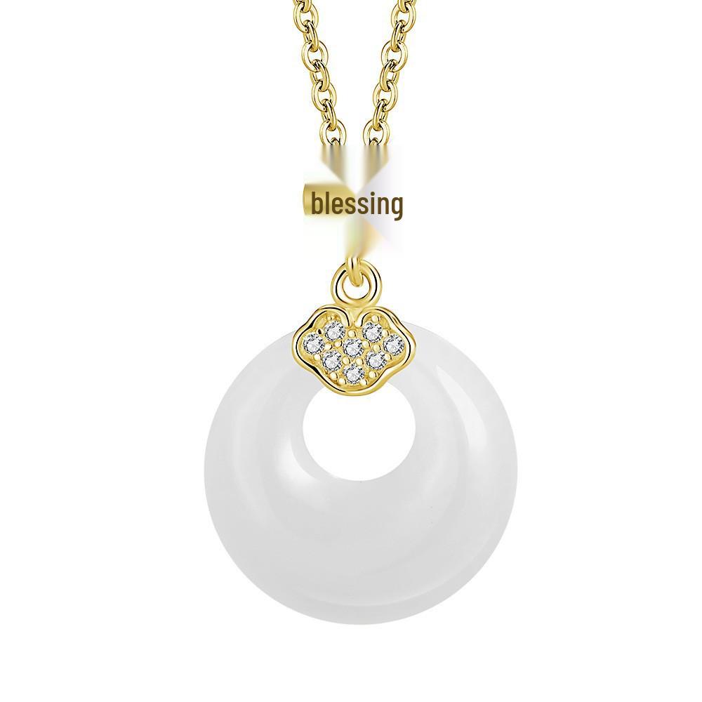 2024 Ruyi Ping An Kou Necklace: Hetian Jade Pendant - Chinese Style Gift for Girlfriend or Mother