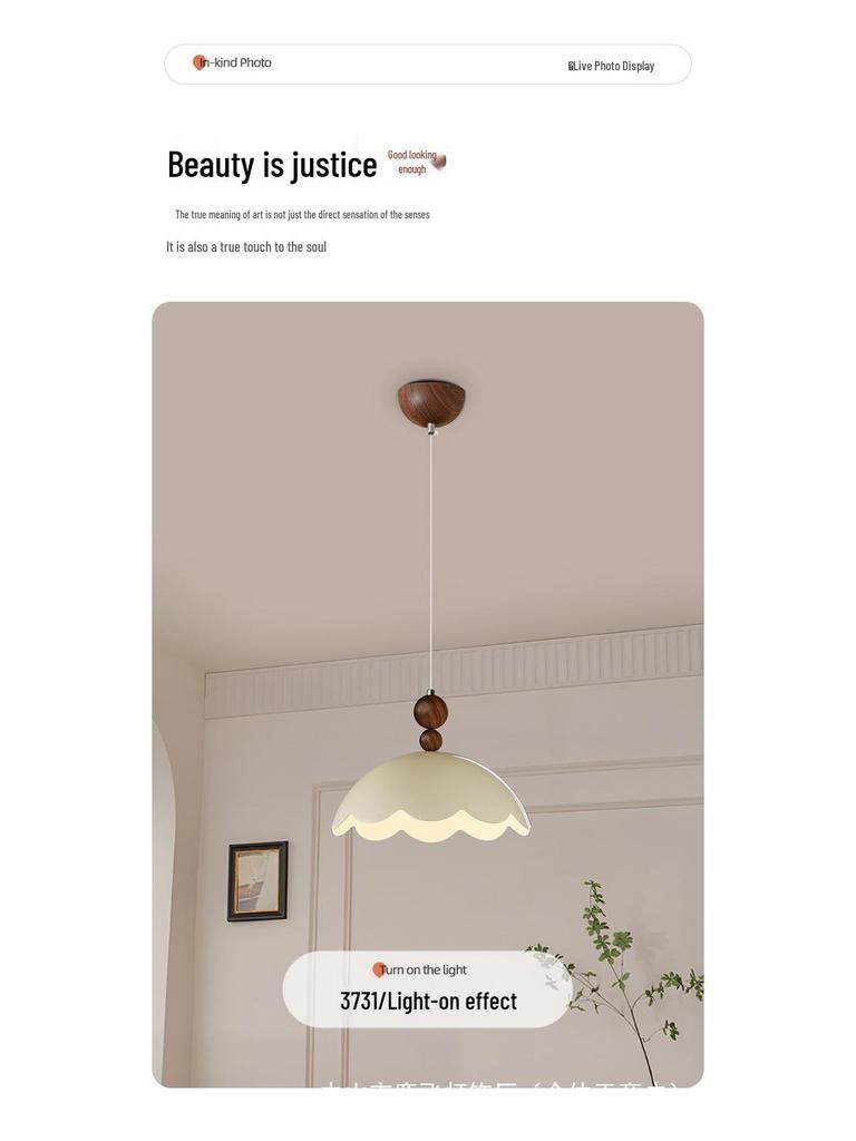 French Cream Retro Eggshell Pendant Light for Bedroom & Dining Room