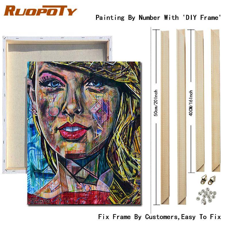 RUOPOTY Modern Women Painting By Numbers Kits For Adults Hand Painted Figure Picture Canvas Painting For Home Decoration 40x50cm