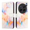 For Vivo X200s 5G Case with Strap Marble Pattern Leather Phone Cover Card Holder
