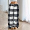 Women's Loose Elastic Drawstring Plush Checked Long Pants