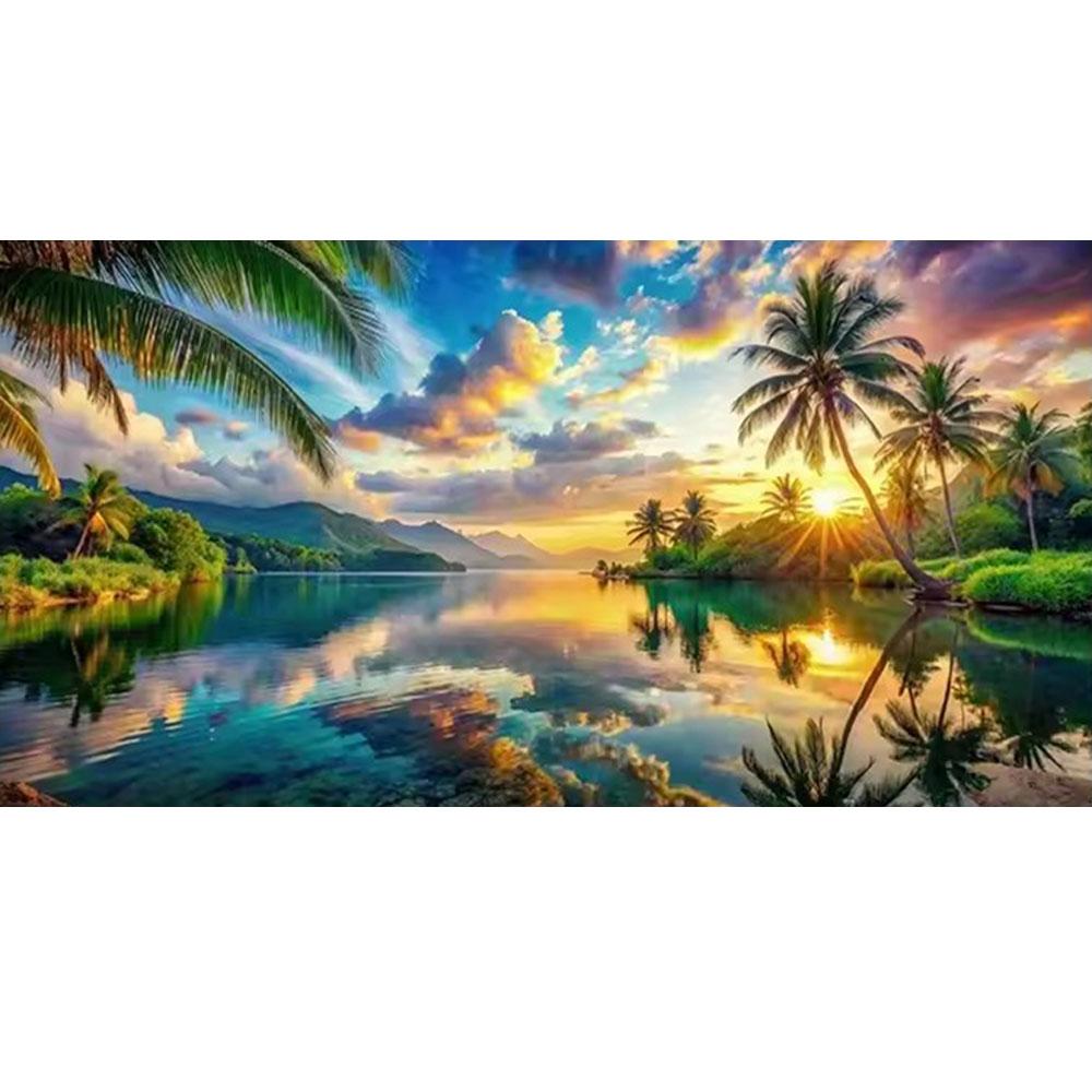 Large Size Mosaic DIY Full Diamond Painting Kits Art Beautiful Forest Lake Scenery Embroidery Cross Stitch Rhinestones