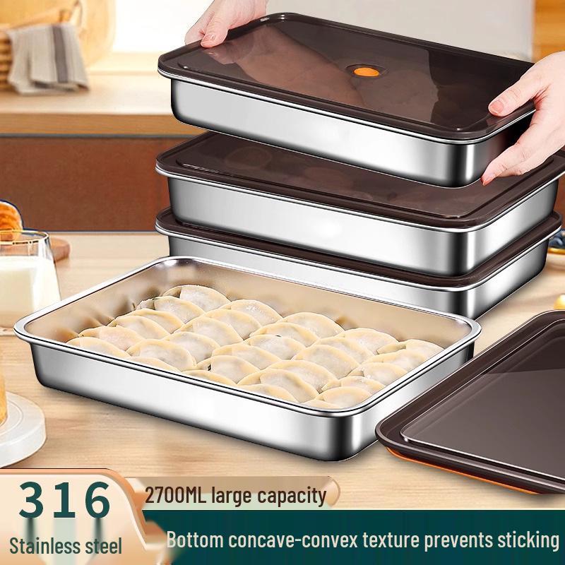 Stainless Steel Sealed Storage Box with Lid for Dumplings