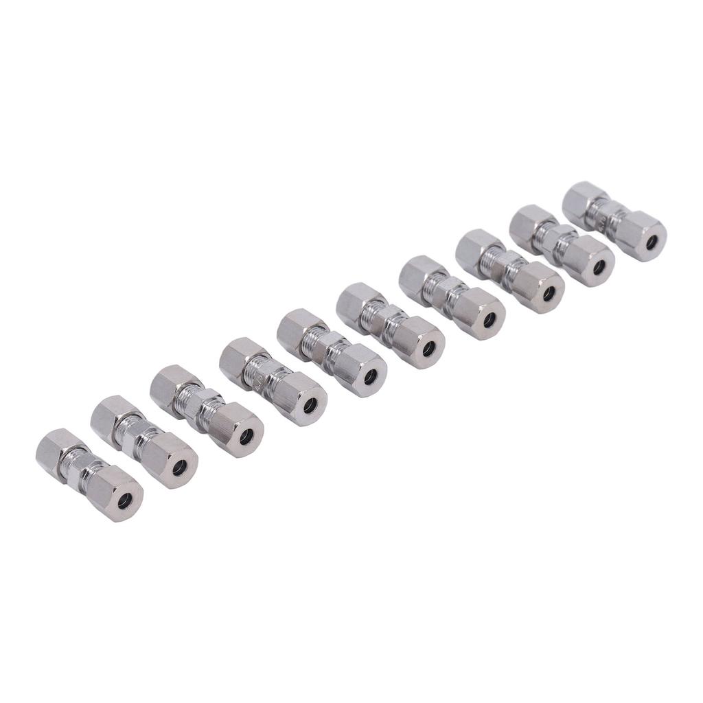 10Pcs Brake Line Connector Chrome Plated Copper Brake Pipe Fitting for 4.75mm Dia Tube