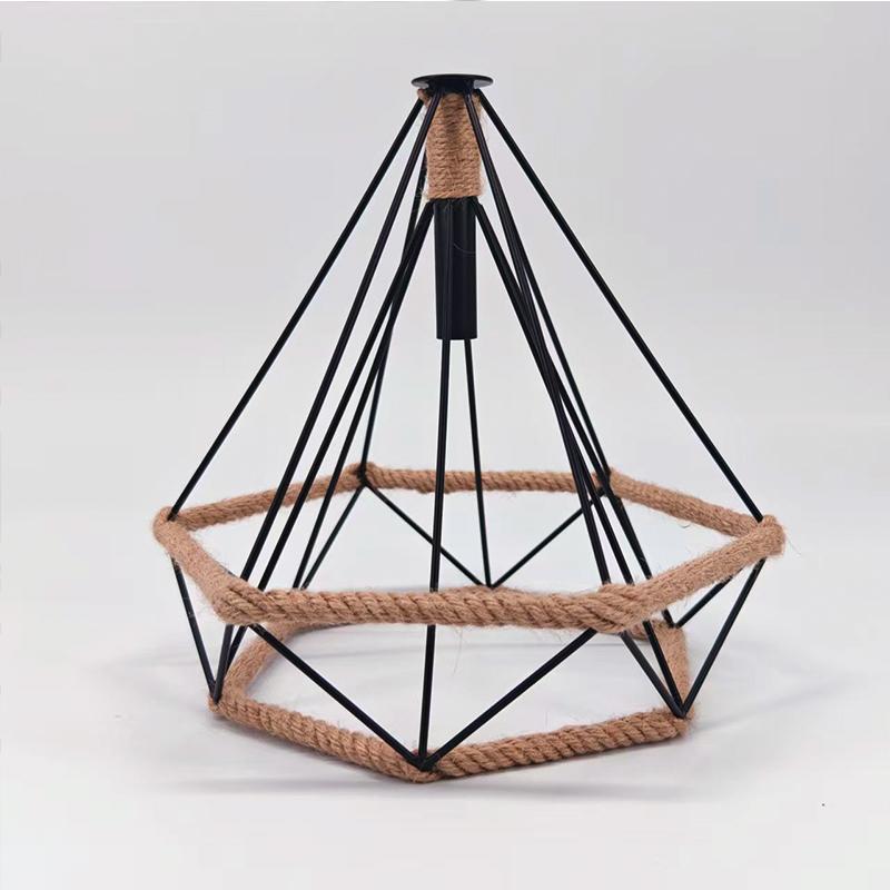 Retro Industrial Chandelier, Russian Attic Cage, Diamond Shaped Hemp Rope Restaurant, Living Room, Kitchen, Bedroom, Hemp Rope