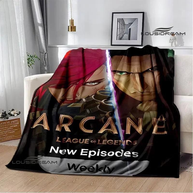 Arcano: Coperte con stampa di cartoni animati di League of Legends per tenersi al caldo, morbide e confortevoli, per casa, viaggio, letto, regalo di compleanno