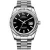 BUREI Men's Analog Quartz Watch Waterproof Silver Black Luminous Business Fashion Timepiece