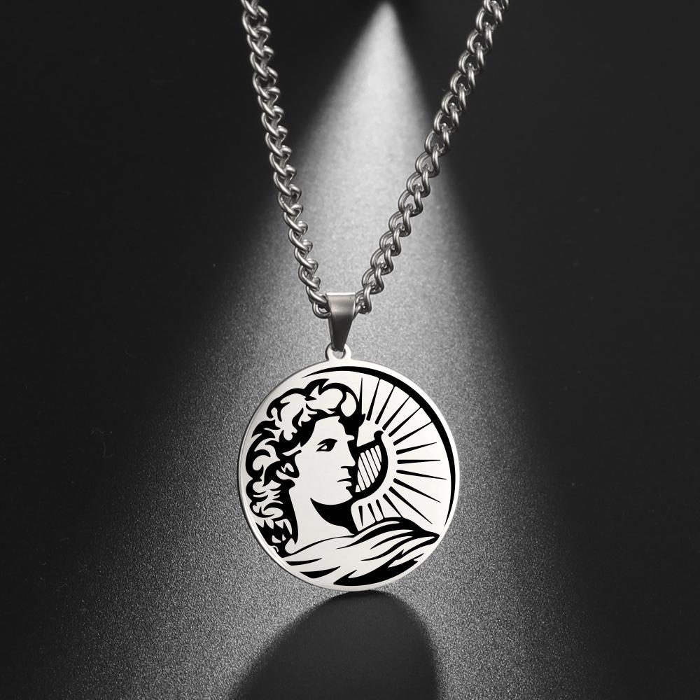 Lemegeton Greek mythical amulet pendant necklace stainless steel retro necklace jewelry necklace couple romantic gift