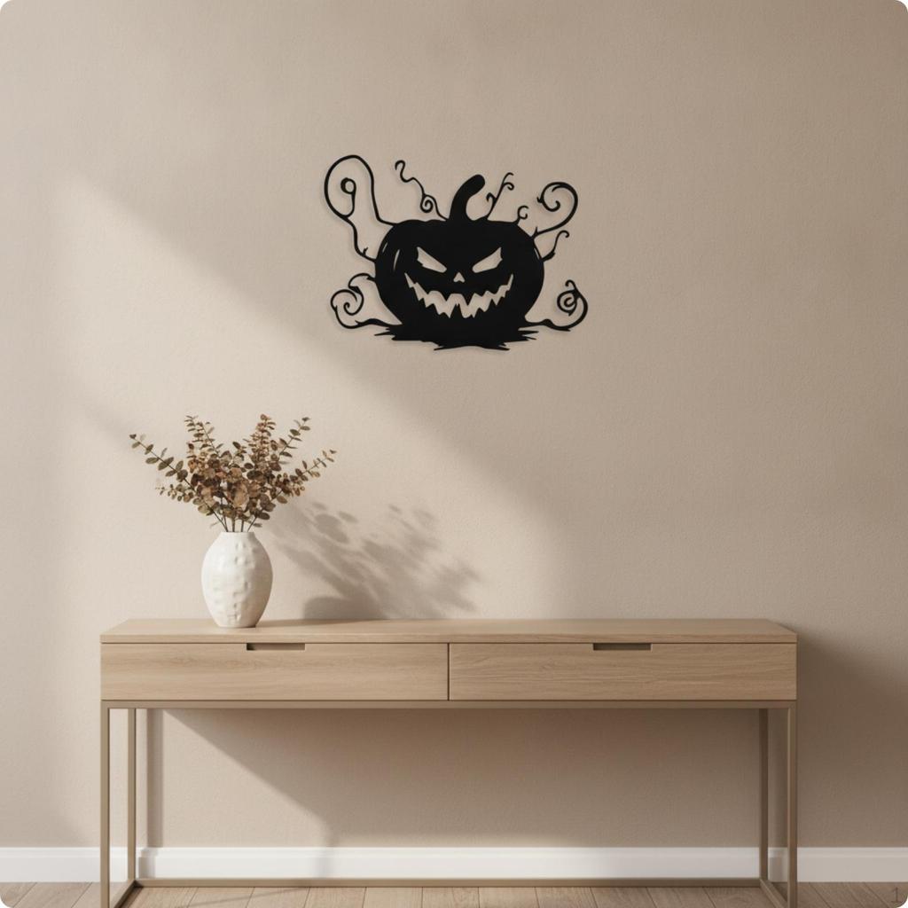 Metal Pumpkin Silhouette Halloween Wall Decor Spooky for Porch, Living Room, Party Backdrop