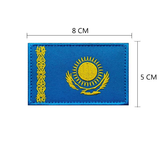 Kirgisistan und Kasachstan Flagge Klettverschluss-Patch - Taktisch Militärisch Moral Weich-PVC
