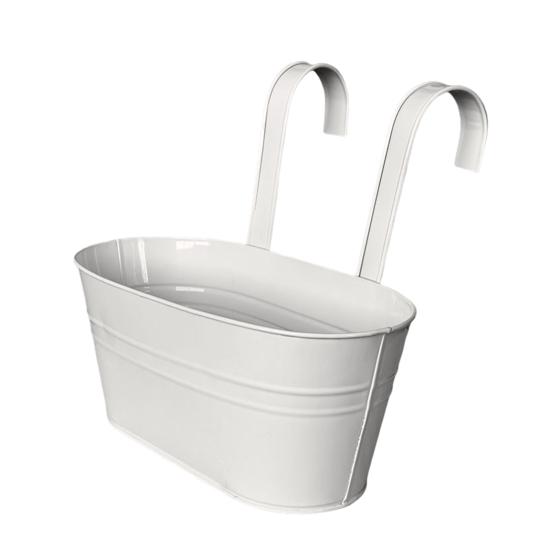 Metal Hanging Planter Window Flower Plant Holder with Drain Holes Removable Dual Hooks Flower Pot for Balcony Railing Fence