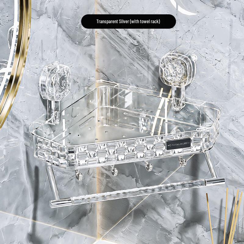 MDNG Wall-Mounted Bathroom Corner Storage Shelf with Rod