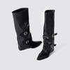 [Factory Spot] 2025 Spring European and American Wedge Heel Women's Boots High Heel Flanged Boots Aura High Boots