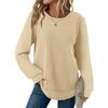Women's Fashion Solid-Color Loose-Fit Long-Sleeve  Neck Casual Top