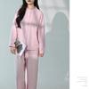 Yes Family Double Gauze Pajama Long Front Light XL Women's Set, 100% Cotton, Sleeves, Opening, Loungewear, Pink,