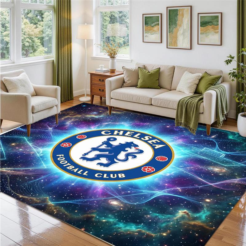 Chelsea FC Design Crystal Velvet Rug Soft Decorative Mat for Bedroom Entrance