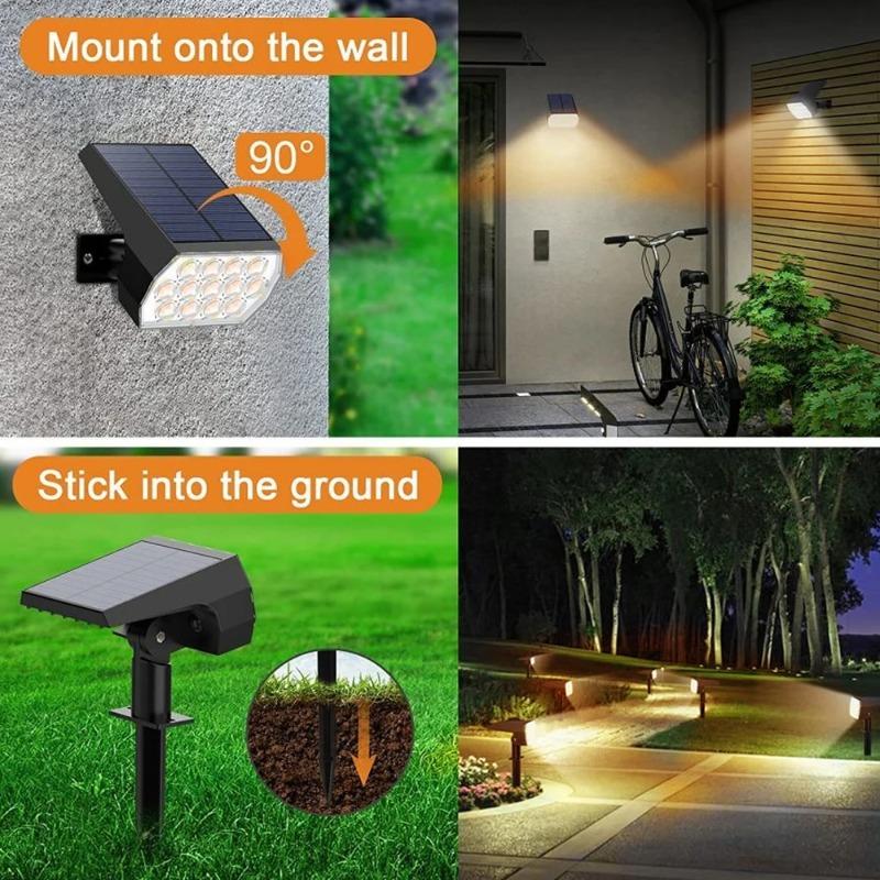 LED Solar Spot Lights Outdoor Garden 52 LED Solar Lights Waterproof 3 Modes Landscape Lighting Wall Lamp Garden Yard Tree Lawn