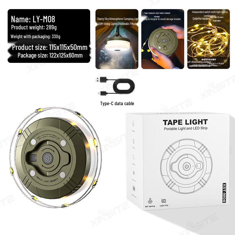 Nuofeng Camping Tape Measure String Light 20m