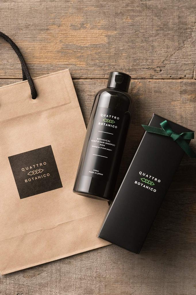 Quattro Botanico with Gift Amino Botanical Scalp Hair Lemongrass Dense Scalp Gift Idea Men's Shampoo, 300mL, Wrapping, Acid-Based & Shampoo, Scent,