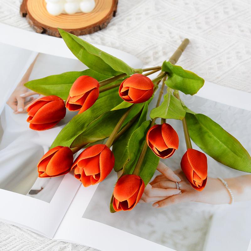 Tulip Simulation Flower Ome Living Room Offee Table Decoration Floral Arrangement Flower Tulip Bundle Garden Greening Project