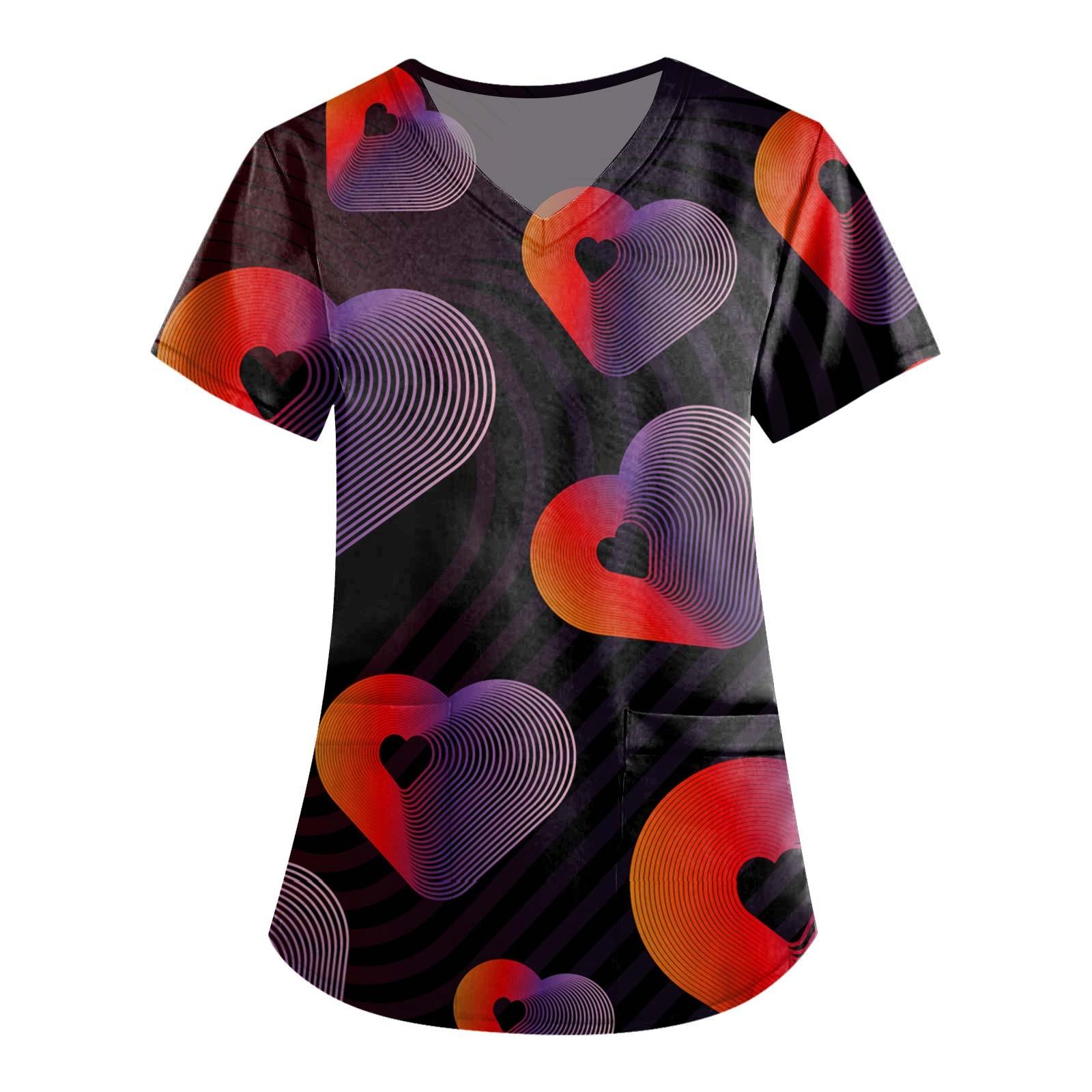 

Женская мода с v-образным вырезом, короткими рукавами и карманами, топы с принтом XXXL чёрный