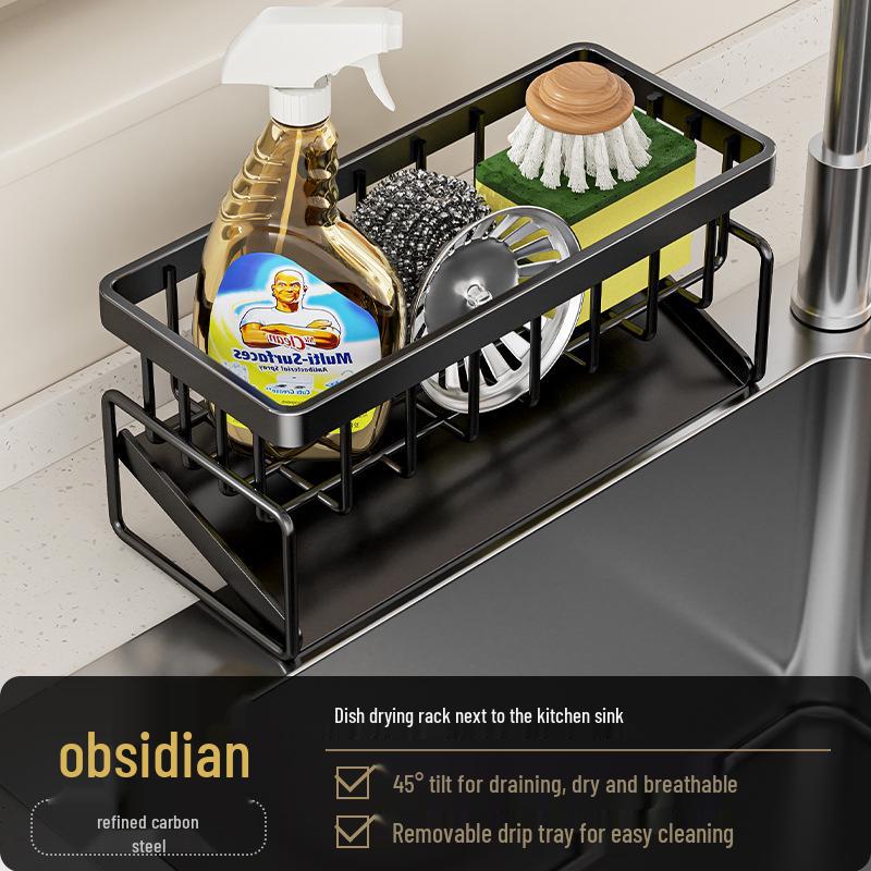 Punch-Free Spice & Rag Storage Rack for Kitchen Sink Faucet