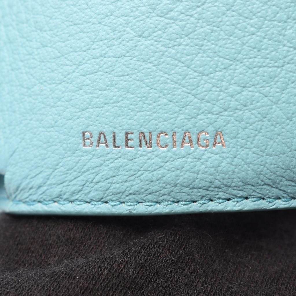 Used BALENCIAGA Paper Mini Wallet Tri-fold Wallet 391446 Leather Blue Used Women